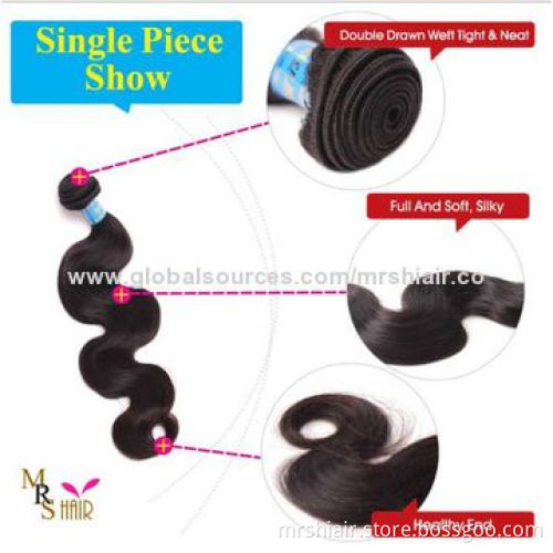 Unprocessed Double Drawn Body Wave Virgin Peruvian Hair Weave